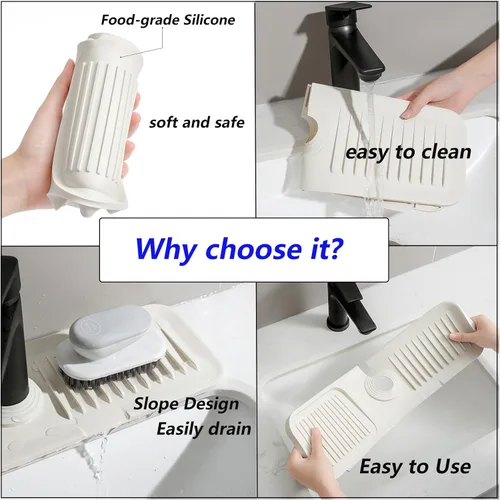 Miniatura 4 de Protector contra salpicaduras de silicona para fregadero de cocina, bandeja colectora de goteo, protector de fregadero para fregadero de cocina