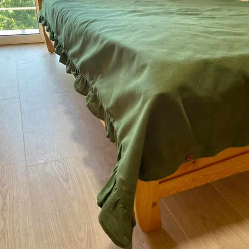 Miniatura 2 de Green Hemp Duvet Cover with Ruffles 1pc - only Duvet Cover (US Double 80x80")