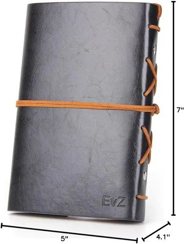 Miniatura 7 de Diario con tapas de cuero estilo retro, en blanco, con cuerda náutica, gris 7 pulgadas