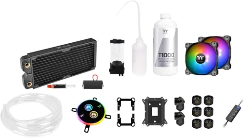 Miniatura 9 de Thermaltake Pacific C240 Ddc Res/Pump 5V Sincronización de placa base Radiador de cobre PETG Tubo duro Kit de refrigeración por agua CL-W242-CU12SW-A