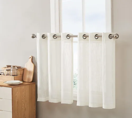 Miniatura 28 de HLC.ME - Cortinas de lino sintético con textura semitransparentes que mantienen la privacidad y filtran la luz, con ojales, cortas y de tela delgada