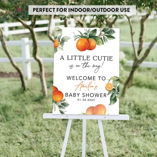 Miniatura 6 de Andaz Little Cutie - Decoración de baby shower, 16 x 20 pulgadas, letrero de bienvenida personalizado, letrero de caballete personalizado para libro