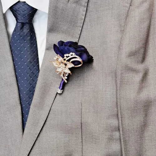 Miniatura 9 de YIFUwedding - Ramo de gota de agua para novia, color rojo vino, azul marino, propuesta de joyería de lujo, para dama de honor, novio, ramillete