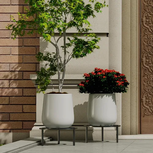 Miniatura 7 de TOSKING Soporte de metal resistente para plantas, patrón redondo de desplazamiento clásico de 9 pulgadas, patas niveladoras antideslizantes