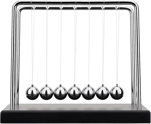 Miniatura 4 de LANIAKEA Newtons Cradle Balance Balls Newtons Cradle Pendulum con 7 bolas, base de madera negra, bola de equilibrio, oficina, hogar, decoración
