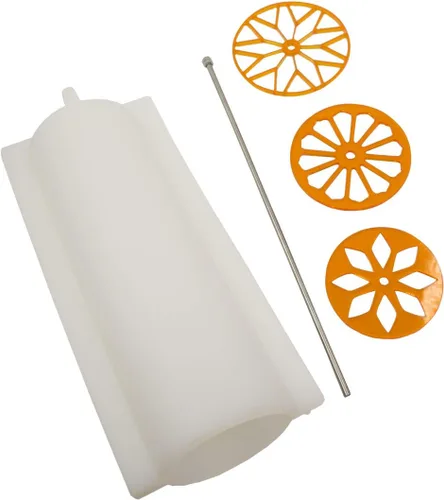 Molde de vela de jabón de silicona con columna de tubo redondo grande con caleidoscopio Tire a través de diseños de remolinos herramienta de acero