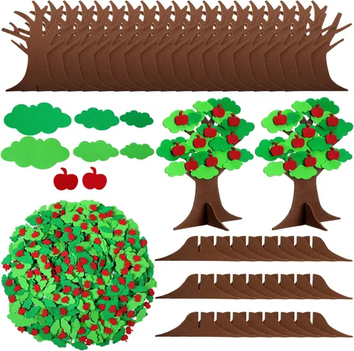 Nuanchu 720 calcomanías autoadhesivas de manzanas de primavera con purpurina para árbol de manzanas y hojas de espuma 3D, para fiestas de Año Nuevo,