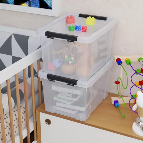 Miniatura 5 de Paquete de 4 cajas de almacenamiento de plástico de 22 cuartos de galón con ruedas, caja de almacenamiento transparente