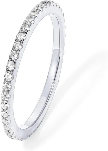 PAVOI - Anillo apilable de plata de ley 925 chapado en oro de 14 quilates con diamantes de imitación de circonia cúbica para mujer