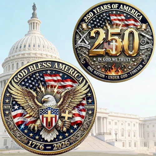Miniatura 8 de America - Moneda conmemorativa del 250 aniversario, desafío de 250 aniversario de Estados Unidos, para patriotismo, moneda de aniversario