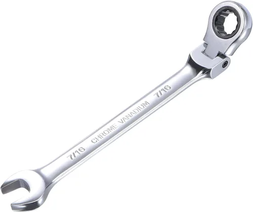 Miniatura 16 de uxcell Llave combinada de trinquete de cabeza flexible de 1/2 pulgada SAE 72 dientes Herramientas de llave de trinquete de 12 puntos, Cr-V