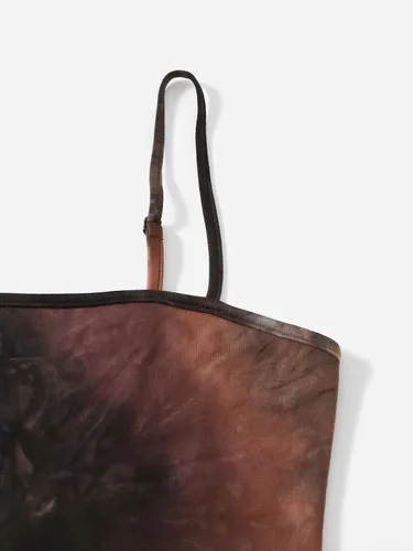 Miniatura 5 de SheIn Vestido corto sin mangas para mujer, teñido anudado, con tiras, ajustado