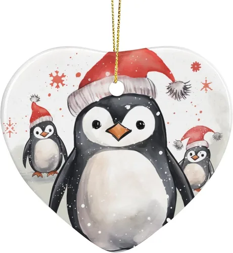 Miniatura 17 de Adorno de cerámica de pingüino para árbol de Navidad, adornos de árbol de Navidad de pingüino, decoración de árbol de Navidad para familiares