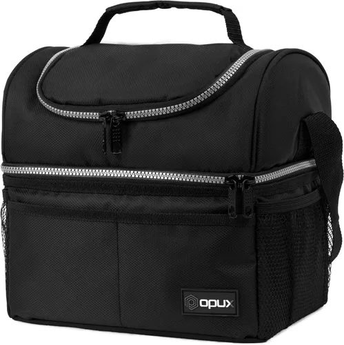 Miniatura 14 de OPUX Lonchera para mujeres, bolsa de almuerzo grande aislada para adultos, trabajo, doble cubierta, lonchera para preparar comidas, compartimento