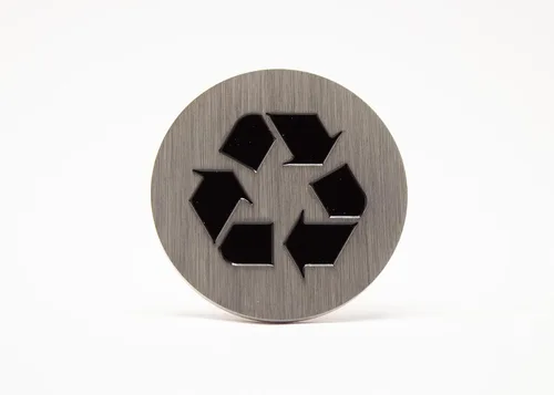 Miniatura 15 de Logotipo de reciclaje, emblema, medallón, cocina, oficina, parte delantera del gabinete, 1.5 pulgadas, acero inoxidable, latón, negro mate