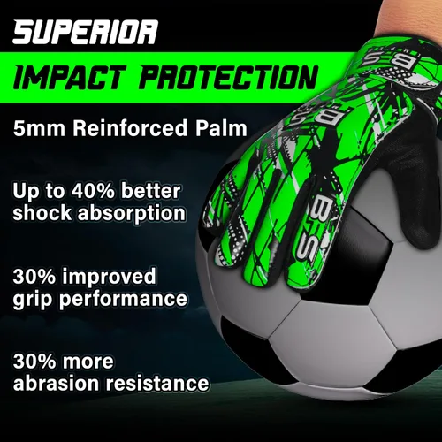 Miniatura 8 de Guantes de portero de fútbol para niños, guantes de portero de fútbol juvenil para niños, jóvenes y niños con palma de látex antideslizante fuerte
