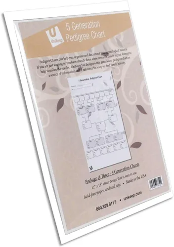 Miniatura 3 de UniKeep Gráficos de pedigrí para la investigación de genalogía - Papel de calidad de archivo (pedigrí de 5 generaciones)