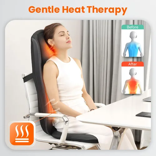 Miniatura 3 de Snailax Masajeador Shiatsu de espalda y cuello 2026 con calor, almohadilla para silla de masaje de amasamiento profundo, intensidad ajustable, cojín