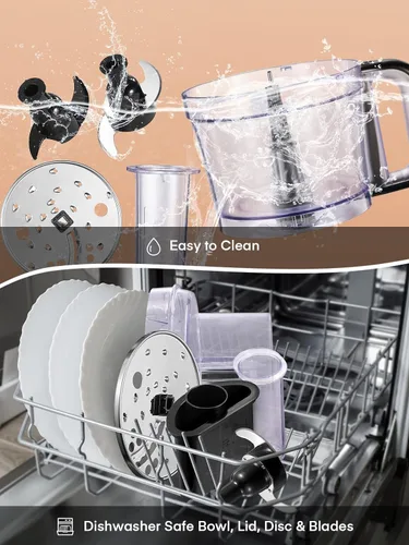 Miniatura 7 de FOHERE Procesador de alimentos, 12 tazas, picadora de alimentos 2 en 1 y picadora de carne, motor de 500 W, sin BPA, acero inoxidable, procesador