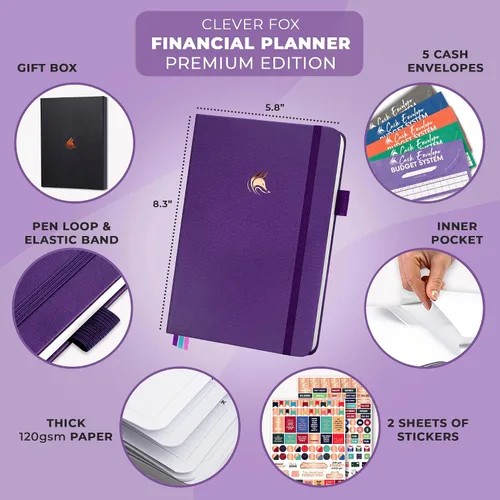 Miniatura 26 de Clever Fox Planificador de presupuesto edición premium, cuaderno de seguimiento de gastos + 5 sobres de efectivo, organizador de presupuesto; libro