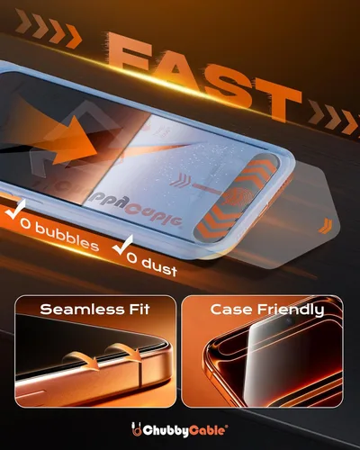 Miniatura 2 de chubbycable ChubbyShield Ultra - Protector de pantalla de vidrio templado HD para iPhone 17 Pro Max HD, caja de instalación ultra fácil, eliminación