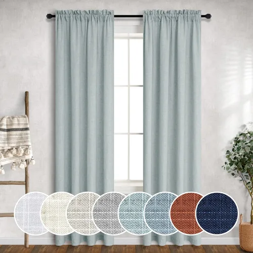 Miniatura 39 de Cortinas blancas puras de 38 pulgadas de ancho para dormitorio, juego de 2 paneles de cortinas de privacidad con bolsillo para barra, cortinas