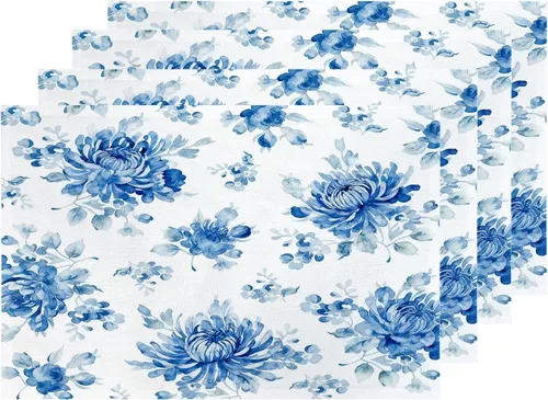 Miniatura 37 de Shrahala Hermosos manteles individuales de flores de rosas, hermosas flores, elegantes manteles de lino de arpillera lavable, aislamiento térmico