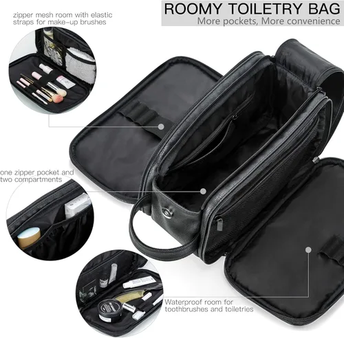 Miniatura 3 de Elviros - Bolsa de aseo de viaje para hombre, gran kit de afeitado Dopp resistente al agua, organizador de artículos de baño, bolsas cosméticas