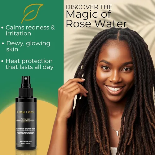Miniatura 4 de Lion Locs - Spray de agua de rosas para rastas y rastas - Acondicionador vegano orgánico con aloe, aceites, vitaminas y glicerina