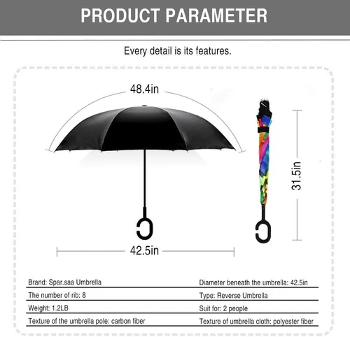 Miniatura 110 de SIEPASA Paraguas invertido invertido de 49/56 pulgadas, doble toldo extra grande, ventilado, resistente al viento, impermeable, paraguas de golf