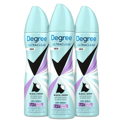 Miniatura 12 de Degree UltraClear - Desodorante antitranspirante negro y blanco en espray seco antimarcas blancas y manchas amarillas, antitranspirante puro