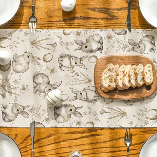 Miniatura 7 de Artoid Mode Camino de mesa de Pascua floral de 7.33 oz/m² (7.41 oz/m²), flores de primavera de temporada, decoración de mesa de comedor
