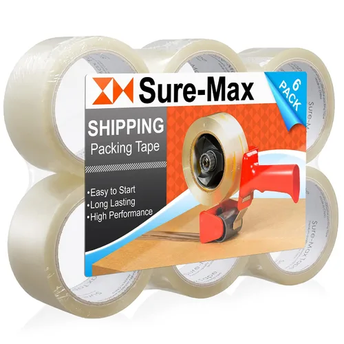 Miniatura 9 de Sure-Max Cinta de embalaje de cartón premium de 2.0 mil 165 pies (55 yardas), transparente, 1 caja (36 rollos en total)