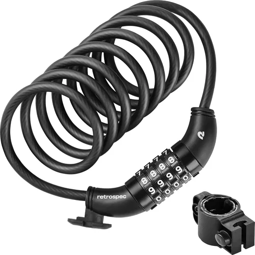 Miniatura 9 de Retrospec Grizzly Plus - Candado de combinación para bicicleta, resistente antirrobo con combo personalizado de 5 dígitos, cable resistente a cortes