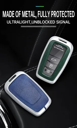 Miniatura 3 de ontto Funda para llave de coche con llavero de cuero y metal compatible con Toyota Camry CH-R CHR Prius RAV4 86 Corolla Yaris Land Cruiser llavero