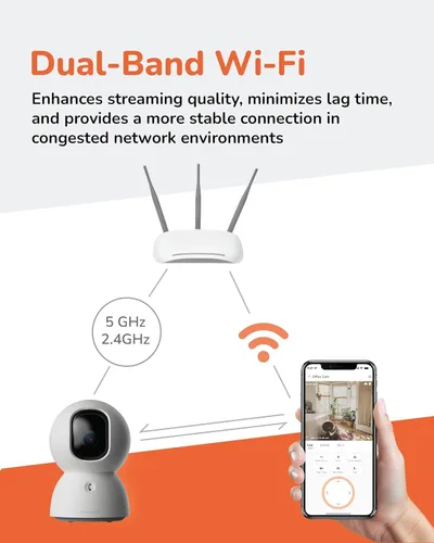 Miniatura 7 de SensForge Cámara de seguridad Pan-Tilt de 2.5K, cámara WiFi de doble banda de 360° para el hogar, detección gratuita de IA humanos y mascotas, nube