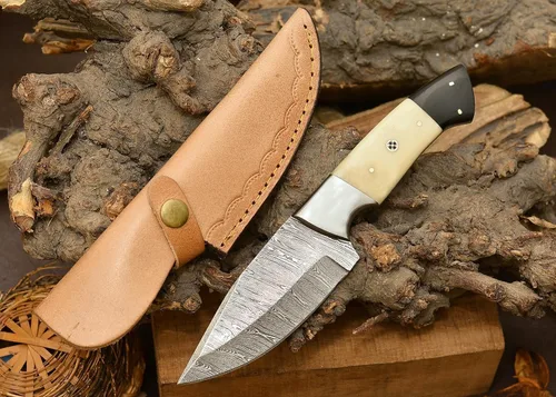 Miniatura 32 de Cuchillos de Damasco Hechos a Mano Personalizados de Acero de Damasco Cuchillo de Caza para Desollar, Camping, Exterior - Cuchillos de Caza de Hoja