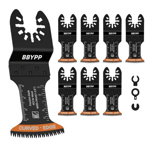 7 hojas de sierra oscilantes de dientes japoneses curvos, cuchillas oscilantes multiherramienta con borde curvo, corte limpio para madera, plástico