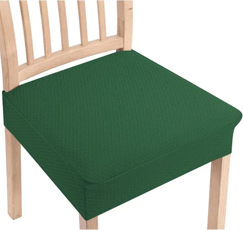 Miniatura 15 de Smiry Juego de 4 fundas de asiento elásticas de jacquard para sillas de comedor, extraíbles y lavables, sin fundas traseras, color gris pardo