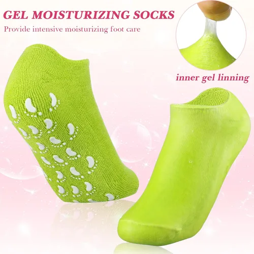 Miniatura 2 de 8 pares de calcetines de gel hidratante para talón seco agrietado, calcetines hidratantes de gel de spa, cuidado de pies, antideslizantes, loción