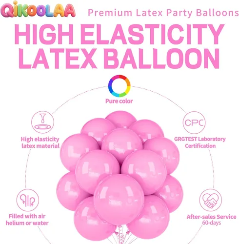 Miniatura 2 de 32 globos grandes de color rosa de 18 pulgadas, globos redondos de látex grandes para decoración de cumpleaños y bodas (rosa)