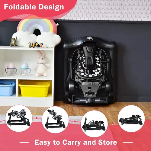 Miniatura 6 de BABY JOY Andador de bebé 4 en 1, Andador de actividad plegable con altura y velocidad ajustables, música, luces, antivuelco, andador de empuje
