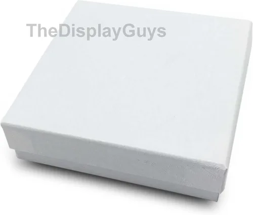 Miniatura 2 de TheDisplayGuys - Caja de regalo de papel de cartón relleno de algodón #33, color blanco remolino (3.6 x 3.6 x 1.1)