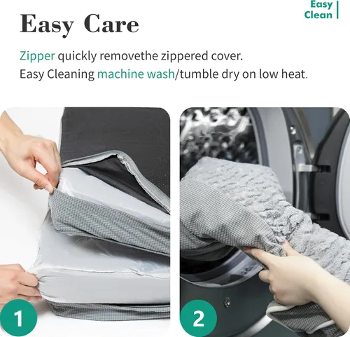 Miniatura 7 de TJSOULER Camas ortopédicas para perros grandes, tapete de espuma para mascotas forrado impermeable con funda extraíble y lavable y parte inferior