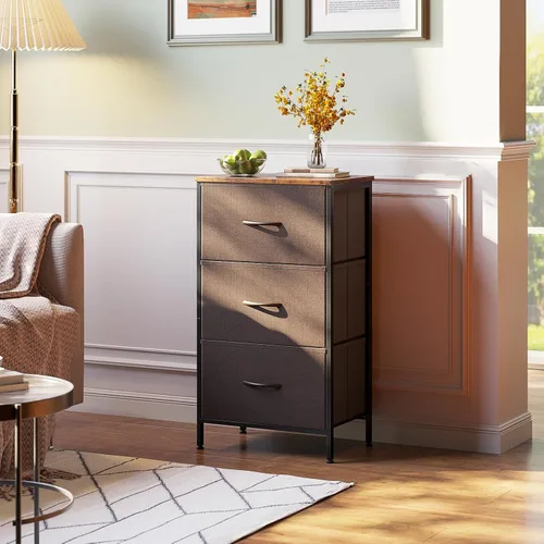 Miniatura 5 de AODK Cómoda para Dormitorio, Mesa de Noche Pequeña, Cómoda con Cajones, Mesa de Final de Pasillo para Sala de Estar, Cómoda con 3 Cajones de Marrón