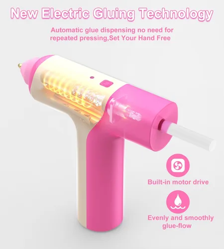 Miniatura 5 de Pistola de pegamento caliente inalámbrica, dispensación automática de 15 segundos, pistola de pegamento rápida para manualidades con 30 piezas