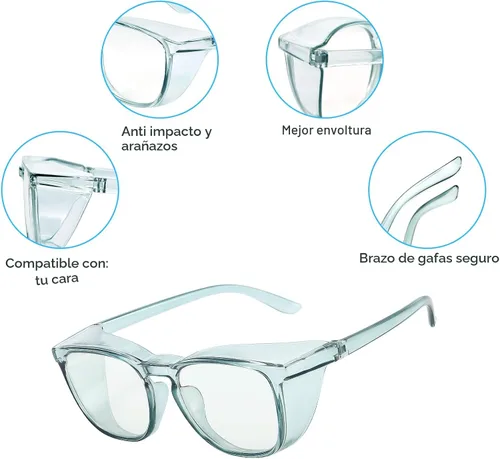 Miniatura 5 de Elegantes gafas de seguridad para mujeres y niñas, gafas anti-vaho, gafas protectoras, gafas transparentes Paquete de 2: azul+tortuga