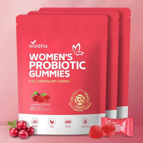 Miniatura 9 de VivoNu Probióticos para mujeres, gomitas probióticas para mujeres, 500 millones de UFC, fibra Gomitas de equilibrio femenino para un olor