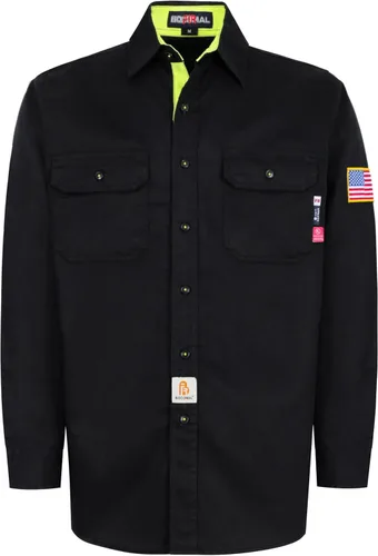 Miniatura 14 de BOCOMAL Camisas FR para hombre, resistentes al fuego, peso ligero, NFPA2112, camisa de soldadura ignífuga, acabado repelente al agua y al aceite