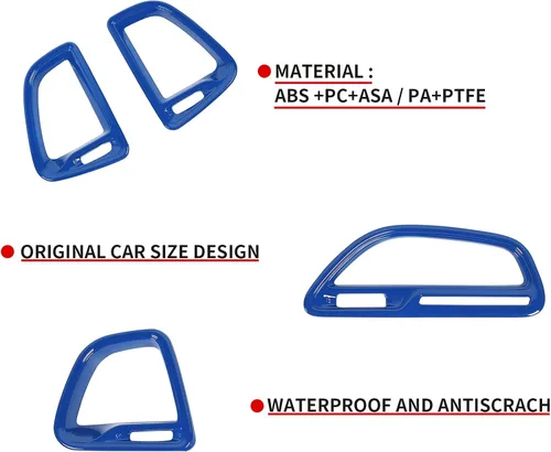Miniatura 4 de Voodonala para Dodge Challenger 2015-2021, accesorio de recorte para salida de aire de la consola central (Azul, 4 piezas)